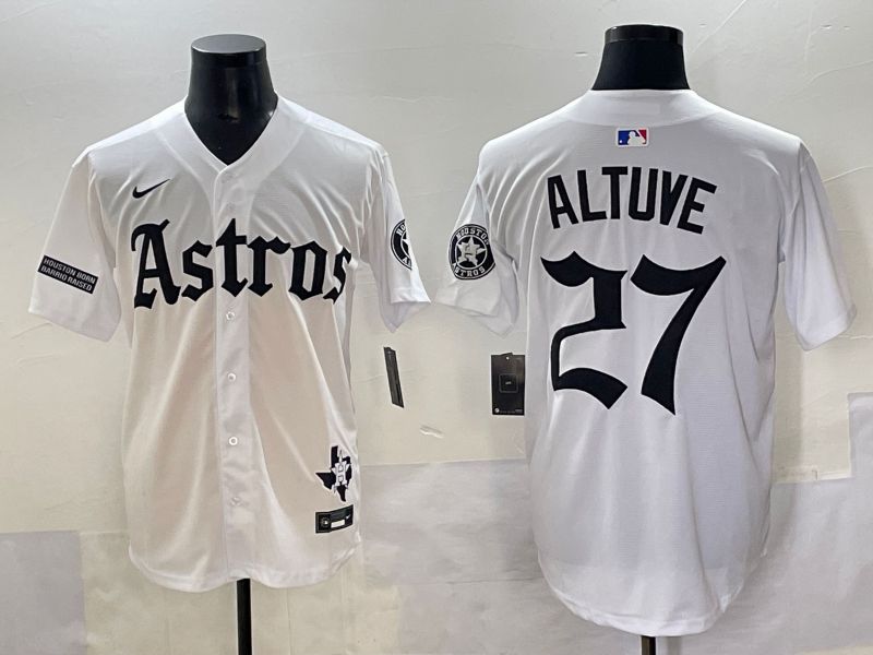 Men 2025 Houston Astros #27 Altuve White Five generations Joint Name Nike MLB Jersey style 14